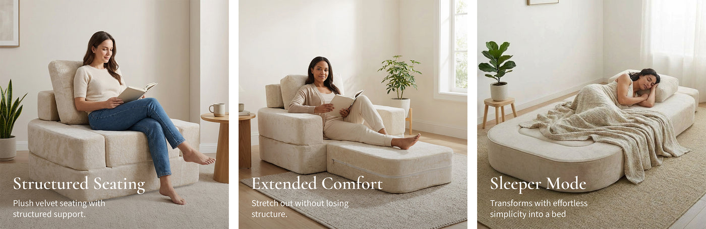 Boneless 3-in-1 Folding Floor Sofa Bed – Vacuum Sealed, No Assembly | Oak & Birch lifestyle