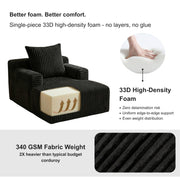 Oak & Birch Kids Chaise Lounge Chair – Plush Velvet Corduroy | 33D Foam | Boneless Sofa Bed for Kids Bedroom & Playroom Black