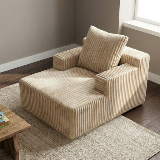 Oak & Birch Kids Chaise Lounge Chair – Plush Velvet Corduroy | 33D Foam | Boneless Sofa Bed for Kids Bedroom & Playroom Cream