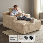 Oak & Birch Kids Chaise Lounge Chair – Plush Velvet Corduroy | 33D Foam | Boneless Sofa Bed for Kids Bedroom & Playroom Cream