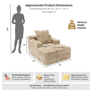 Oak & Birch Kids Chaise Lounge Chair – Plush Velvet Corduroy | 33D Foam | Boneless Sofa Bed for Kids Bedroom & Playroom Cream