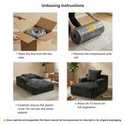 Oak & Birch Kids Chaise Lounge Chair – Plush Velvet Corduroy | 33D Foam | Boneless Sofa Bed for Kids Bedroom & Playroom Dark Gray