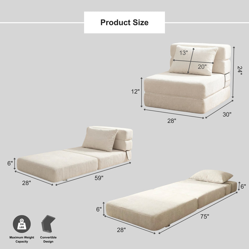 Boneless Foldout Frameless Floor Sofa – Chaise & Sleeper | Oak & Birch