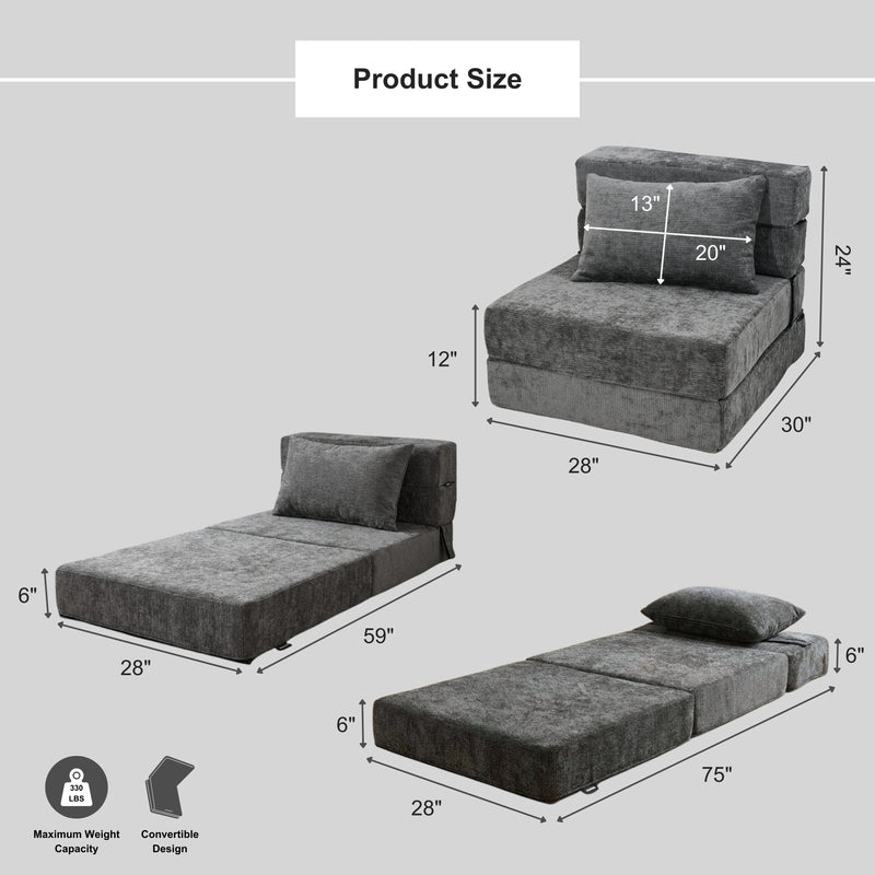 Boneless Foldout Frameless Floor Sofa – Chaise & Sleeper | Oak & Birch