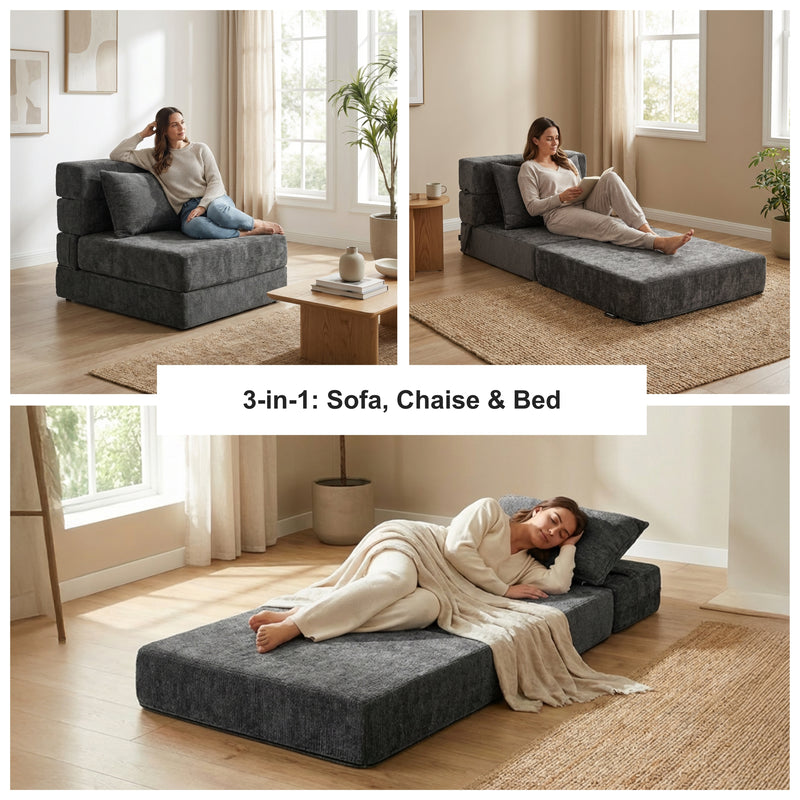 Boneless Foldout Frameless Floor Sofa – Chaise & Sleeper | Oak & Birch