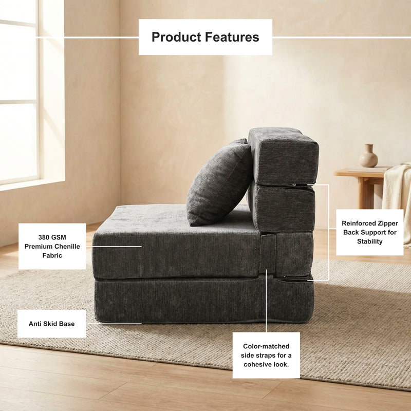 Boneless Foldout Frameless Floor Sofa – Chaise & Sleeper | Oak & Birch