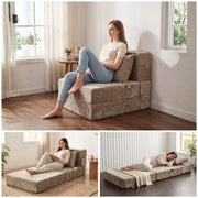 Oak & Birch Boneless Foldout Frameless Floor Sofa – Chaise & Sleeper Taupe