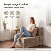 Oak & Birch Boneless Foldout Frameless Floor Sofa – Chaise & Sleeper Taupe