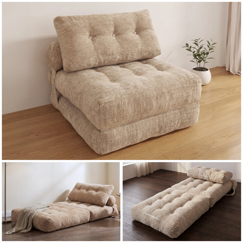 Oak & Birch Cielo Boneless Sofa Bed – 3-in-1 Convertible Floor Sofa Beige