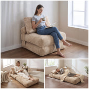 Oak & Birch Cielo Boneless Sofa Bed – 3-in-1 Convertible Floor Sofa Beige