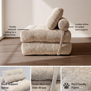 Oak & Birch Cielo Boneless Sofa Bed – 3-in-1 Convertible Floor Sofa Beige
