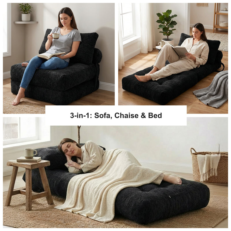 Boneless Convertible Floor Couch – Chaise Lounge & Sleeper | Oak & Birch