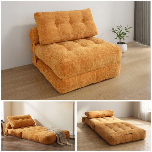 Oak & Birch Cielo Boneless Sofa Bed – 3-in-1 Convertible Floor Sofa Burnt Orange