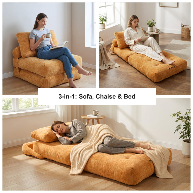 Boneless Convertible Floor Couch – Chaise Lounge & Sleeper | Oak & Birch