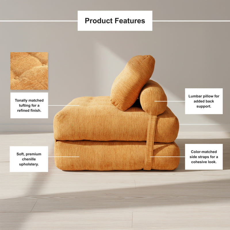 Boneless Convertible Floor Couch – Chaise Lounge & Sleeper | Oak & Birch