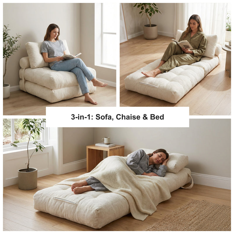 Boneless Convertible Floor Couch – Chaise Lounge & Sleeper | Oak & Birch