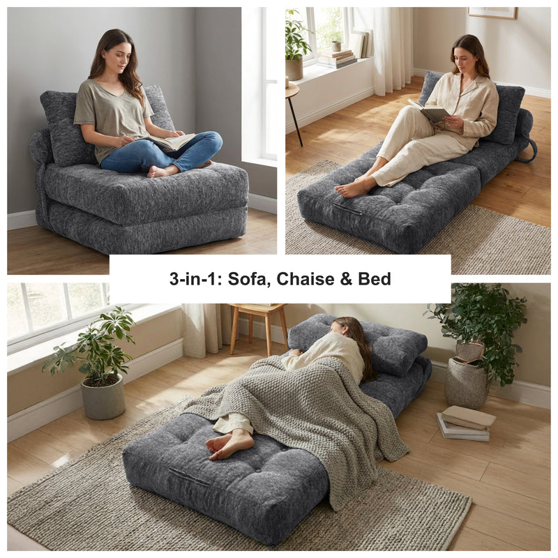 Boneless Convertible Floor Couch – Chaise Lounge & Sleeper | Oak & Birch