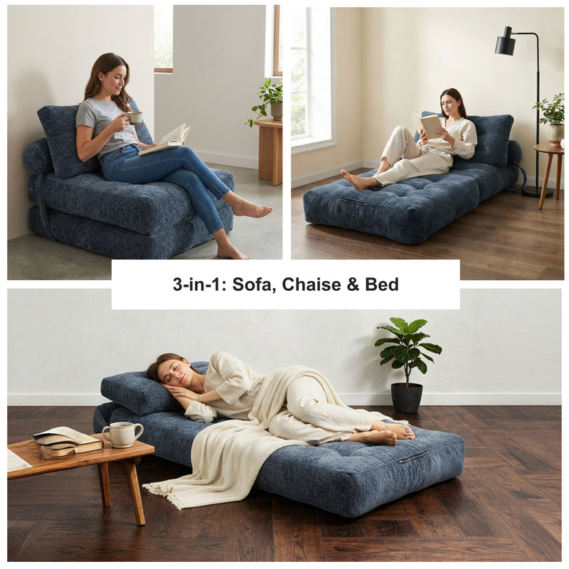 Boneless Convertible Floor Couch – Chaise Lounge & Sleeper | Oak & Birch