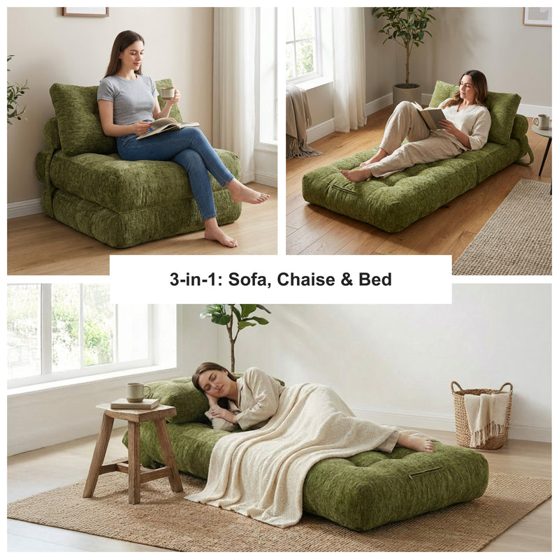 Boneless Convertible Floor Couch – Chaise Lounge & Sleeper | Oak & Birch