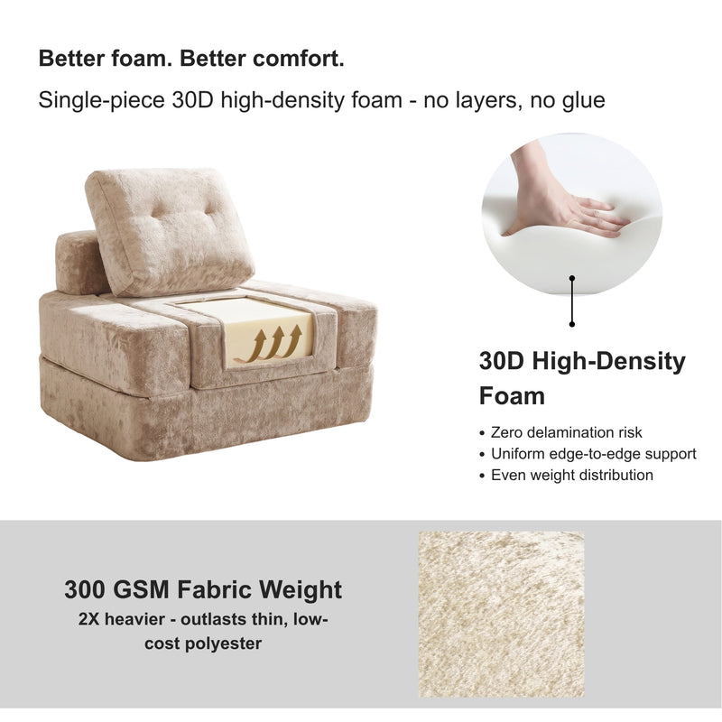 Oak & Birch Boneless 3-in-1 Folding Floor Sofa Bed – Vacuum Sealed, No Assembly Light Gray Beige