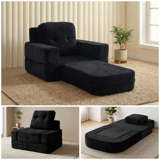Oak & Birch Boneless 3-in-1 Folding Floor Sofa Bed – Vacuum Sealed, No Assembly Black