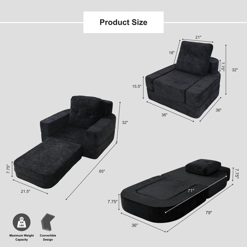 Boneless 3-in-1 Folding Floor Sofa Bed – Vacuum Sealed, No Assembly | Oak & Birch