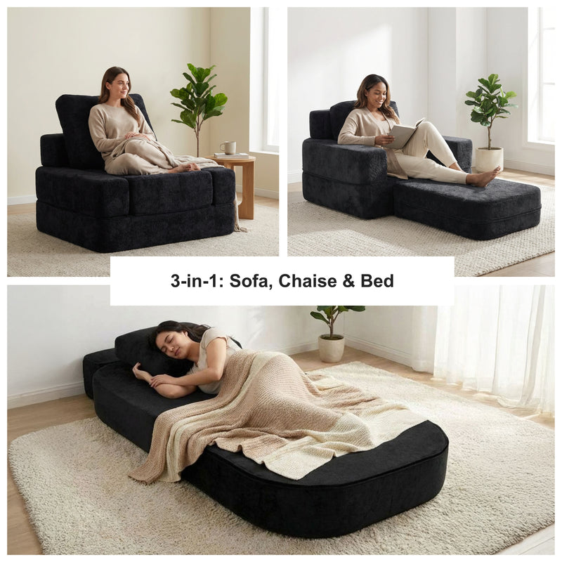 Boneless 3-in-1 Folding Floor Sofa Bed – Vacuum Sealed, No Assembly | Oak & Birch