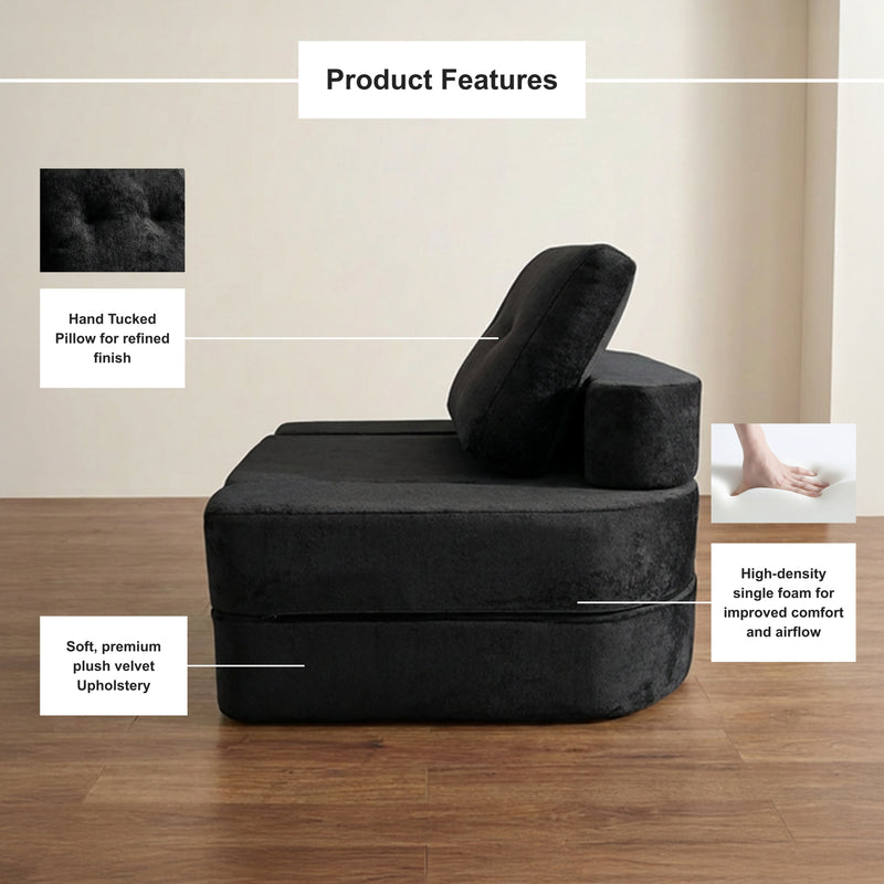 Boneless 3-in-1 Folding Floor Sofa Bed – Vacuum Sealed, No Assembly | Oak & Birch