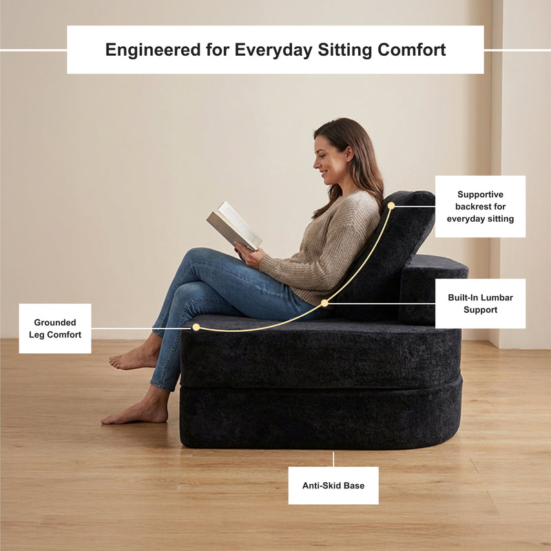 Boneless 3-in-1 Folding Floor Sofa Bed – Vacuum Sealed, No Assembly | Oak & Birch