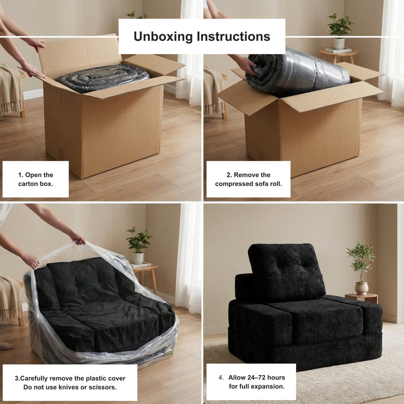 Boneless 3-in-1 Folding Floor Sofa Bed – Vacuum Sealed, No Assembly | Oak & Birch