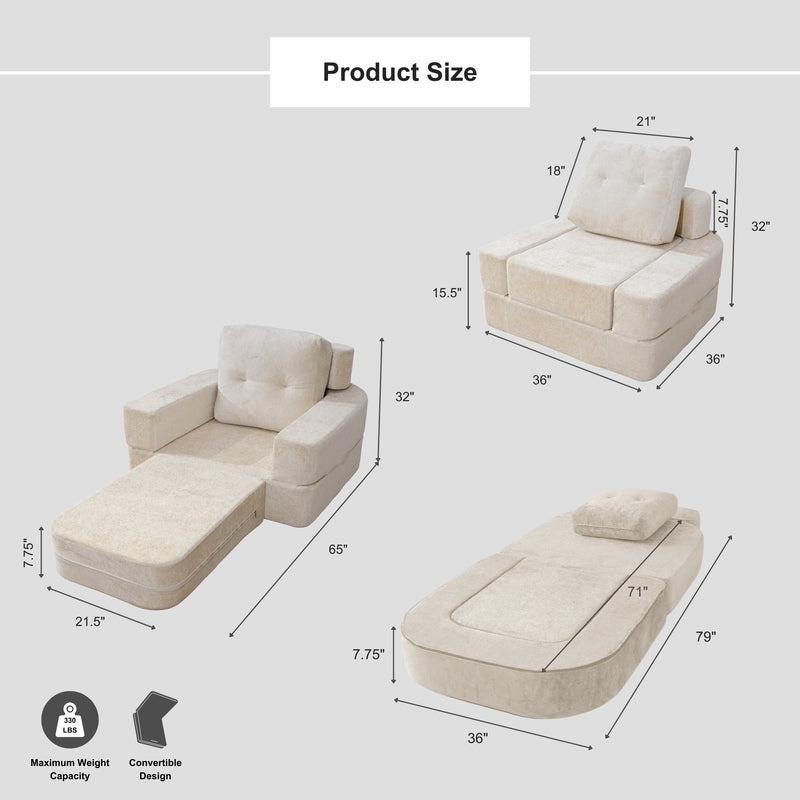 Boneless 3-in-1 Folding Floor Sofa Bed – Vacuum Sealed, No Assembly | Oak & Birch