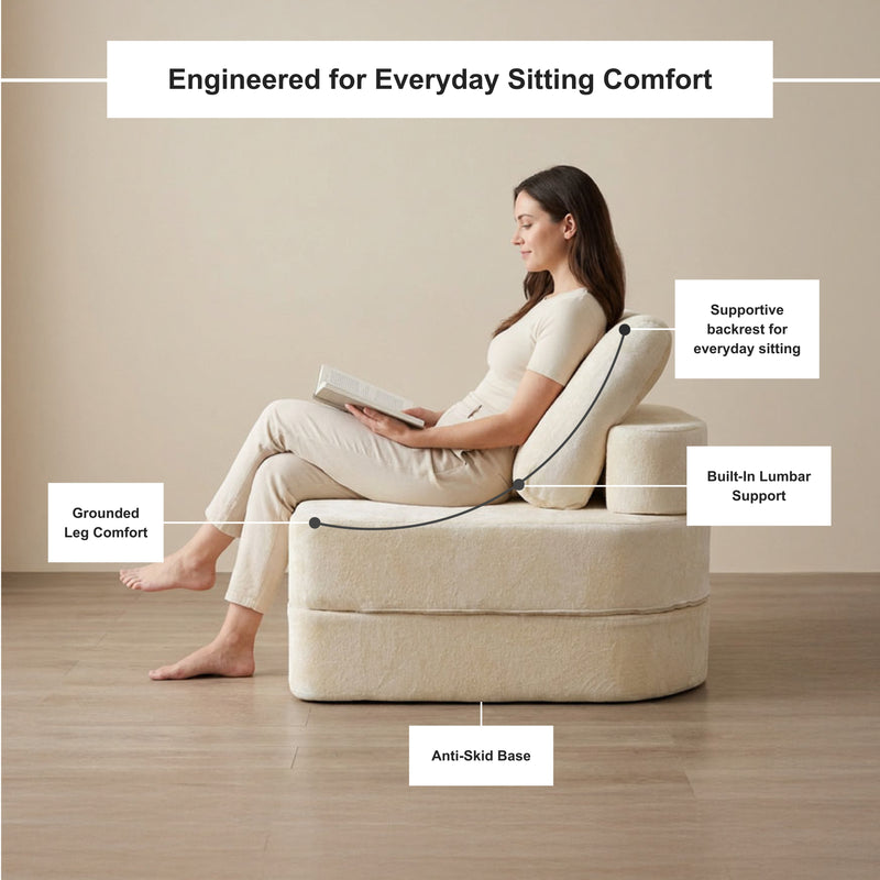 Boneless 3-in-1 Folding Floor Sofa Bed – Vacuum Sealed, No Assembly | Oak & Birch