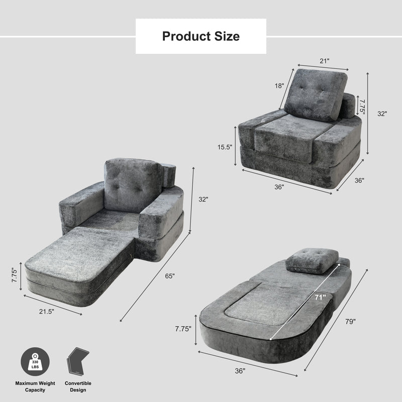 Boneless 3-in-1 Folding Floor Sofa Bed – Vacuum Sealed, No Assembly | Oak & Birch