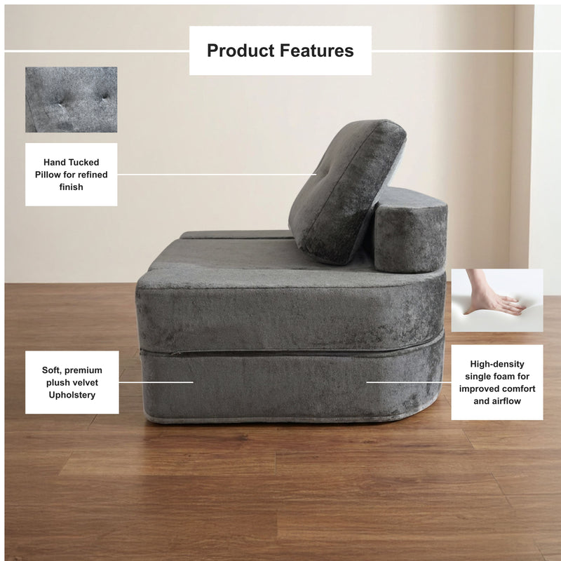 Boneless 3-in-1 Folding Floor Sofa Bed – Vacuum Sealed, No Assembly | Oak & Birch