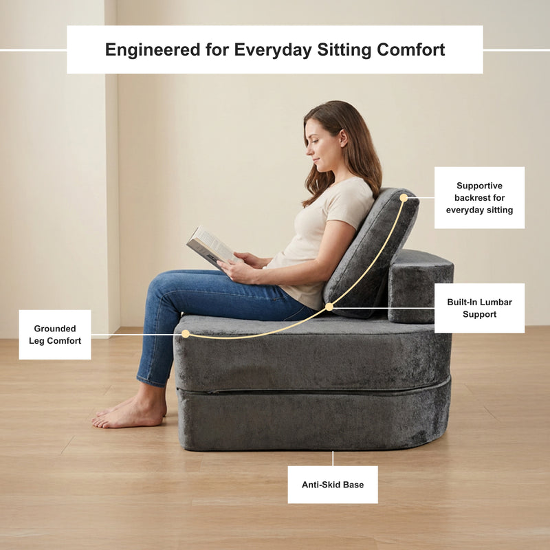 Boneless 3-in-1 Folding Floor Sofa Bed – Vacuum Sealed, No Assembly | Oak & Birch