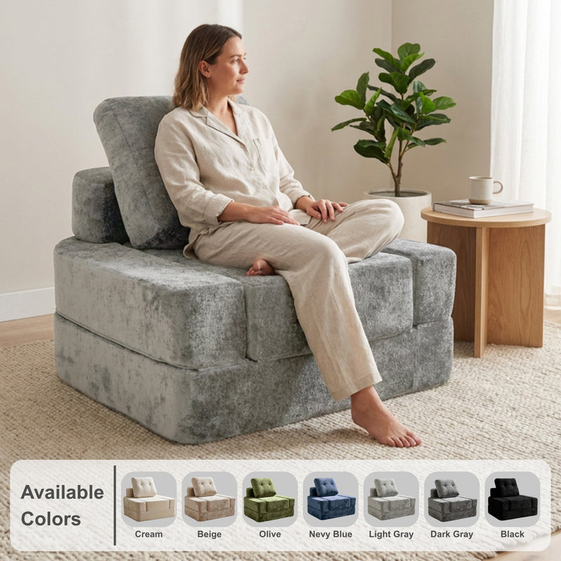 Oak & Birch Boneless 3-in-1 Folding Floor Sofa Bed – Vacuum Sealed, No Assembly Light Gray 
