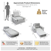 Oak & Birch Boneless 3-in-1 Folding Floor Sofa Bed – Vacuum Sealed, No Assembly Light Gray 
