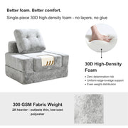 Oak & Birch Boneless 3-in-1 Folding Floor Sofa Bed – Vacuum Sealed, No Assembly Light Gray 