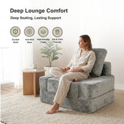 Oak & Birch Boneless 3-in-1 Folding Floor Sofa Bed – Vacuum Sealed, No Assembly Light Gray 
