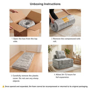 Oak & Birch Boneless 3-in-1 Folding Floor Sofa Bed – Vacuum Sealed, No Assembly Light Gray 