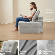 Oak & Birch Boneless 3-in-1 Folding Floor Sofa Bed – Vacuum Sealed, No Assembly Light Gray 