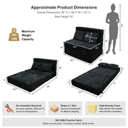 Oak & Birch Boneless Foldout Frameless Floor Sofa – Chaise & Sleeper Twin Black