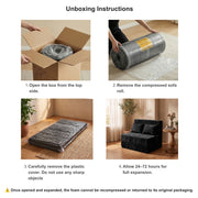 Oak & Birch Boneless Foldout Frameless Floor Sofa – Chaise & Sleeper Twin Black