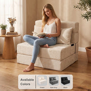 Oak & Birch Boneless Foldout Frameless Floor Sofa – Chaise & Sleeper Twin Cream