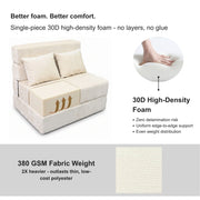 Oak & Birch Boneless Foldout Frameless Floor Sofa – Chaise & Sleeper Twin Cream