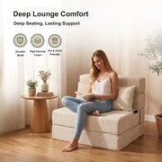 Oak & Birch Boneless Foldout Frameless Floor Sofa – Chaise & Sleeper Twin Cream