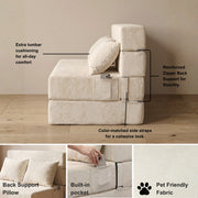 Oak & Birch Boneless Foldout Frameless Floor Sofa – Chaise & Sleeper Twin Cream