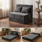 Oak & Birch Boneless Foldout Frameless Floor Sofa – Chaise & Sleeper Twin Dark Gray