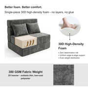 Oak & Birch Boneless Foldout Frameless Floor Sofa – Chaise & Sleeper Twin Dark Gray
