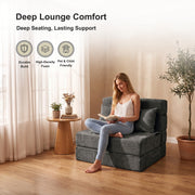 Oak & Birch Boneless Foldout Frameless Floor Sofa – Chaise & Sleeper Twin Dark Gray